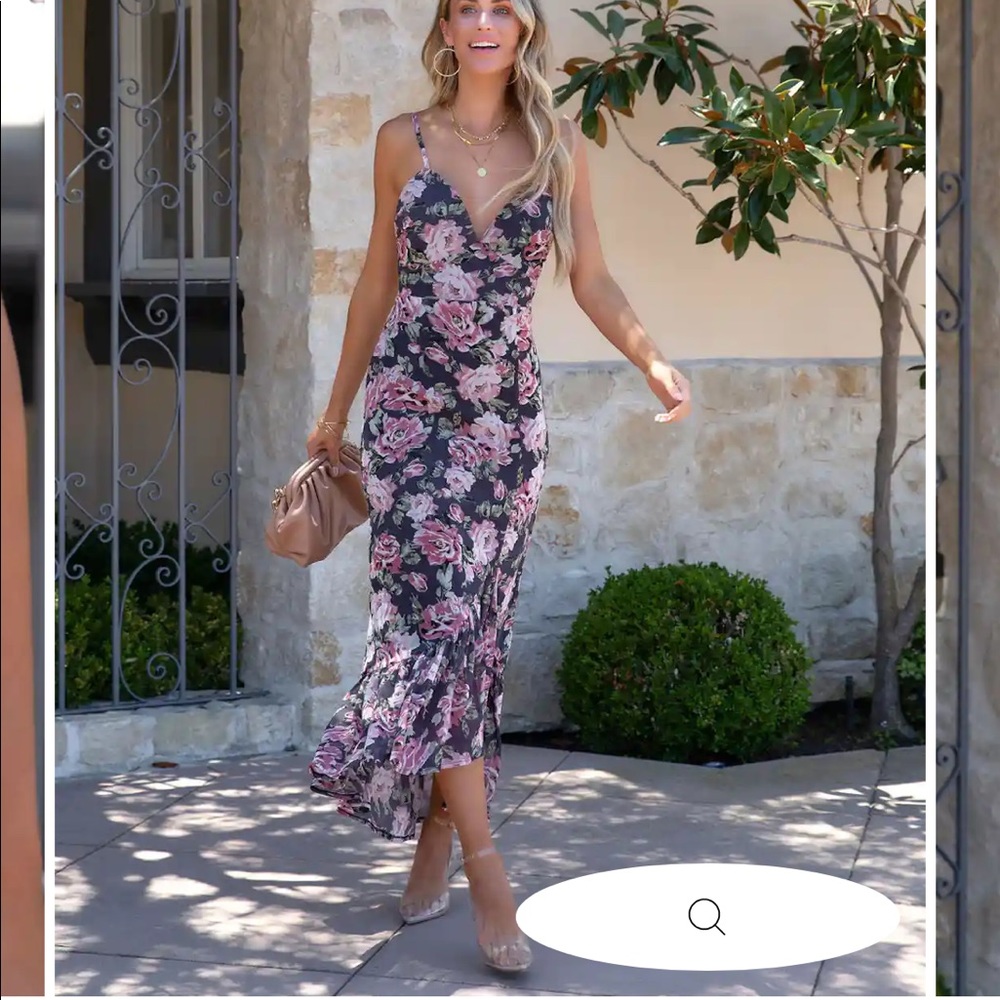 Vici Eclipse Floral Ruffle Midi Dress